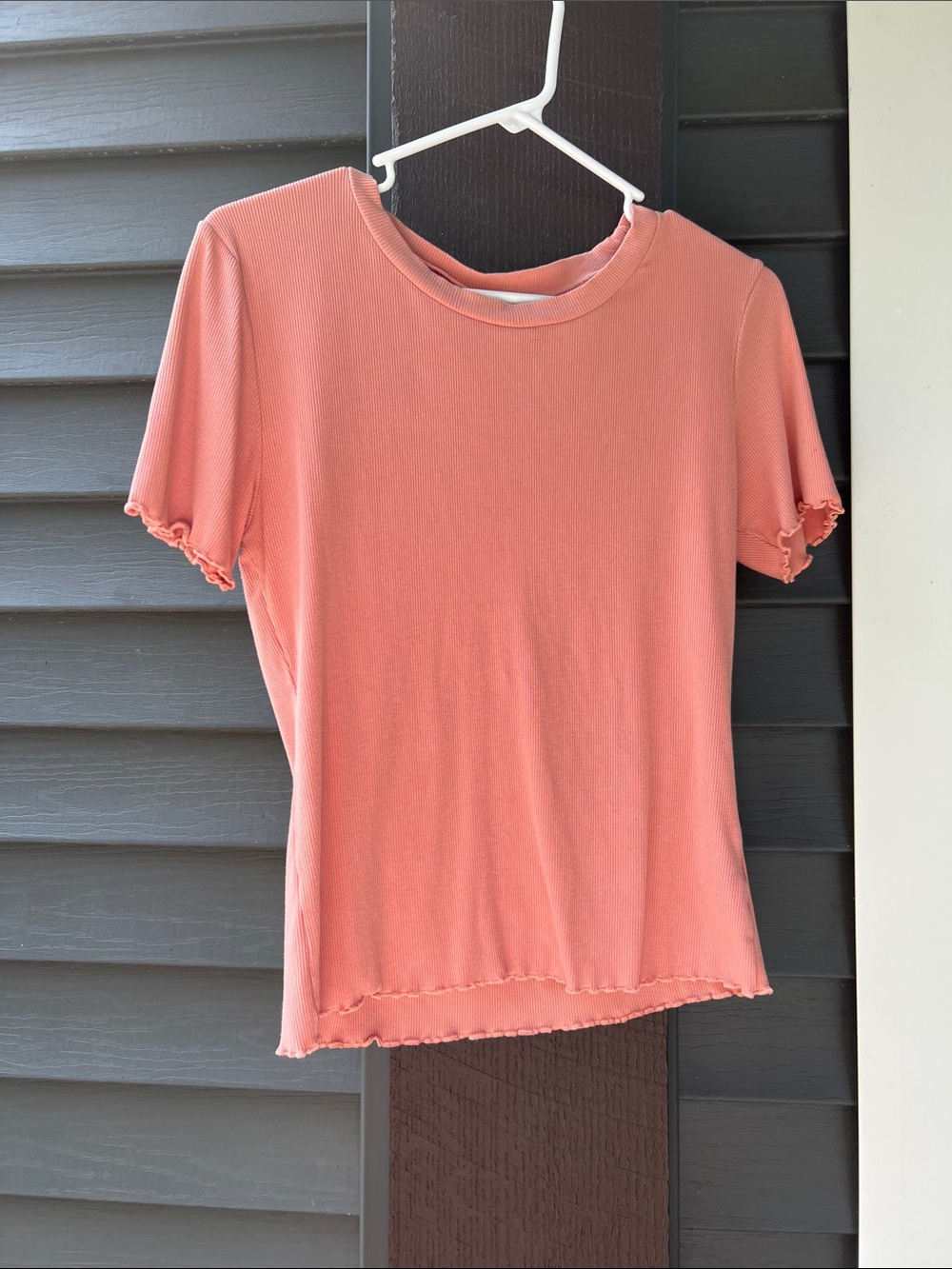 Wishlist Coral Ruffle-Edge Short Sleeve Tee